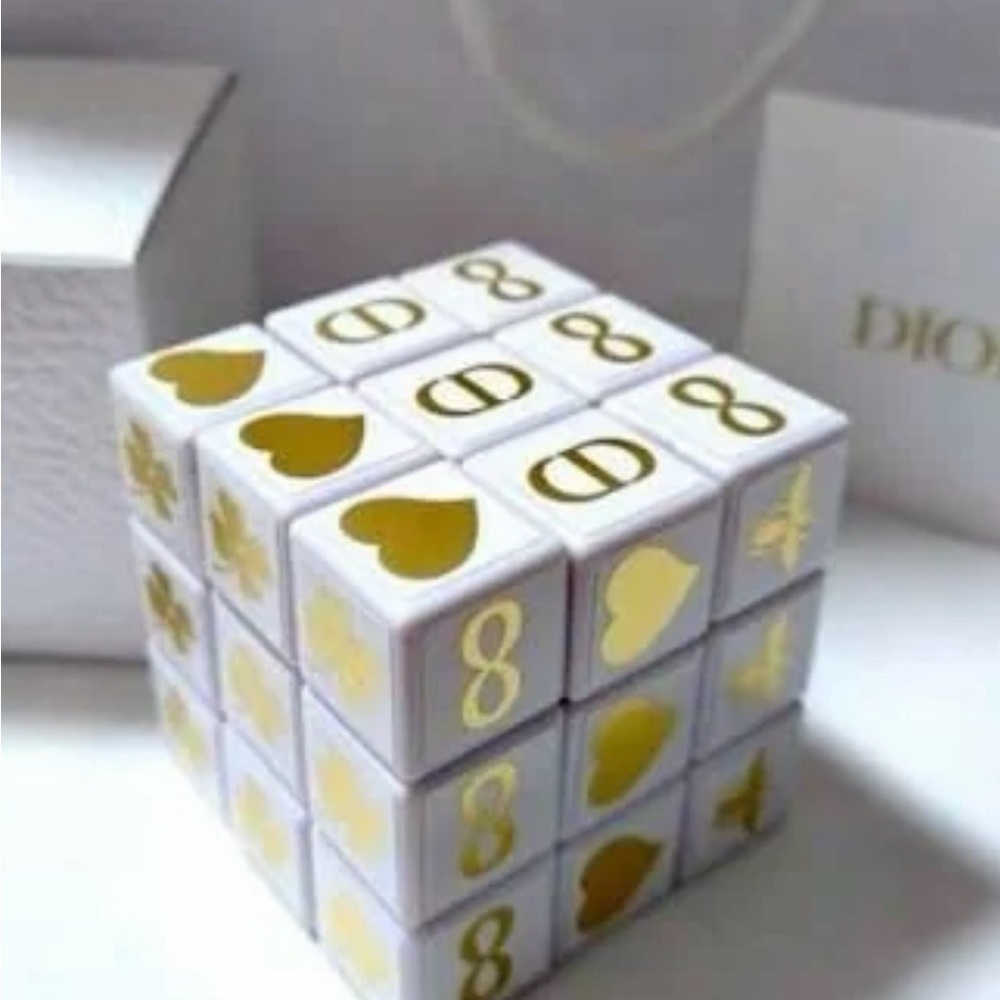 Dior White Rubik’s Cube Puzzle with Gold Emblems